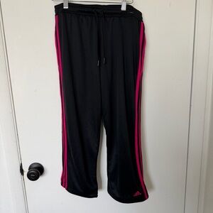 Adidas Black Sweatpants with Pink Side Stripes Size Small